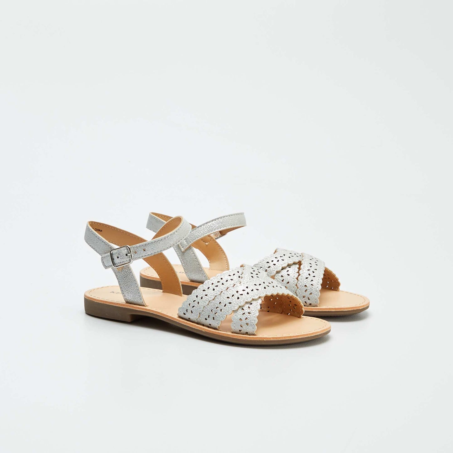 Sandals with openwork straps GREY