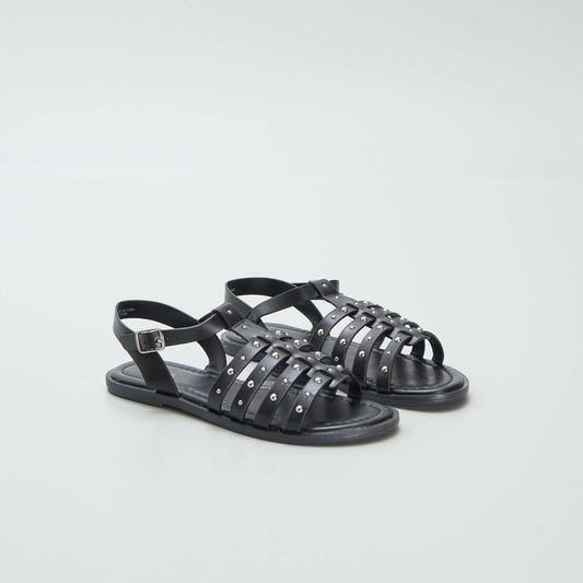 Sandals with studded straps BLACK