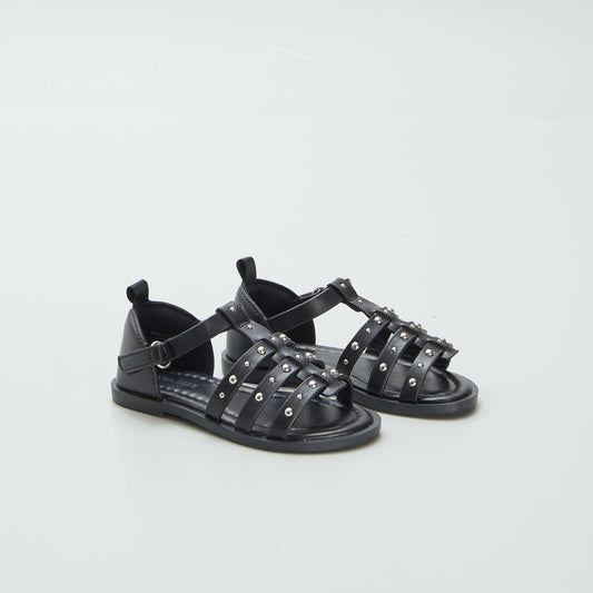 Sandals with studded straps BLACK