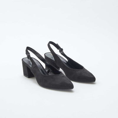 كعب مفتوح مدبب عند الأصابع مدببب أسود