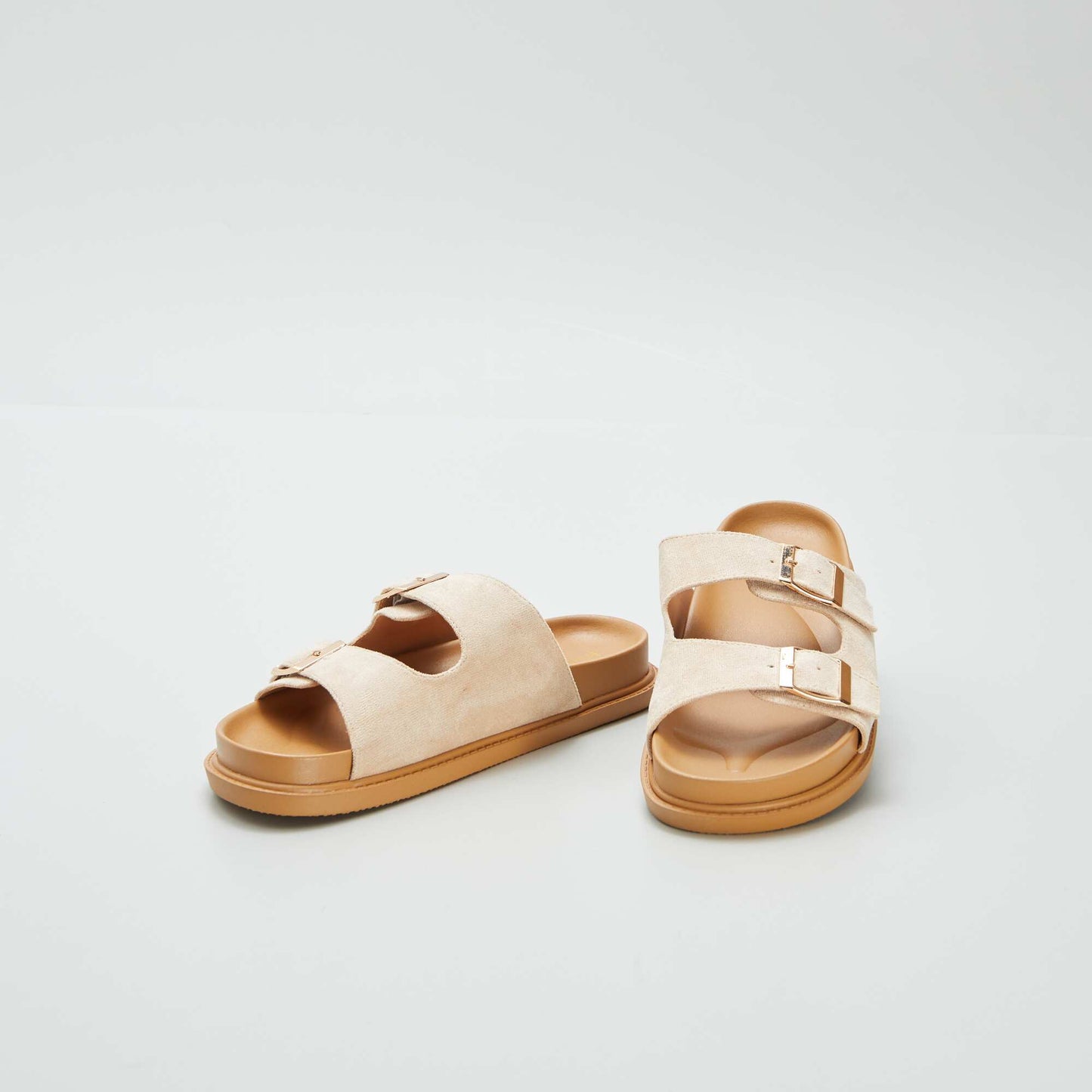 Chunky mules with double straps BEIGE