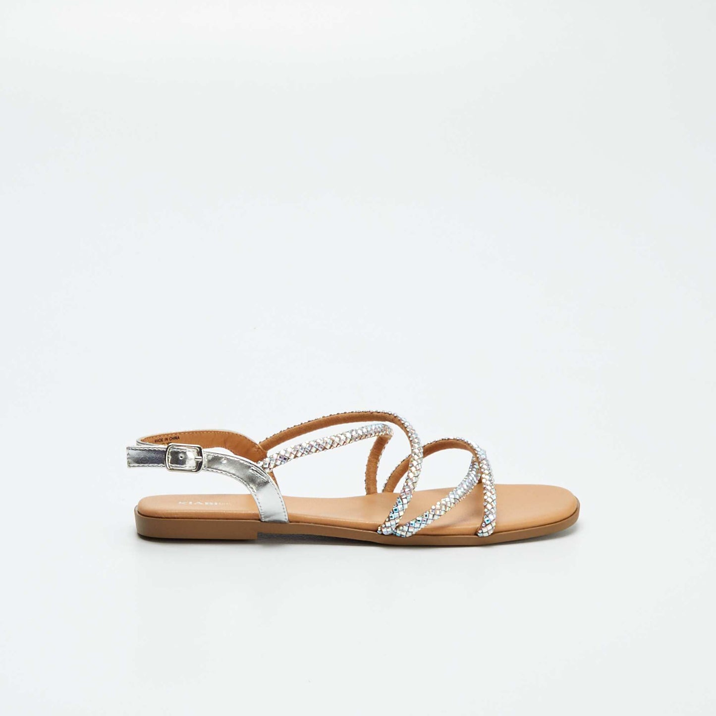 Sandals with diamanté crossover straps GREY