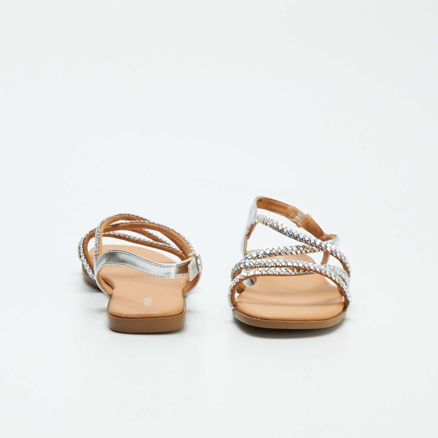 Sandals with diamanté crossover straps GREY