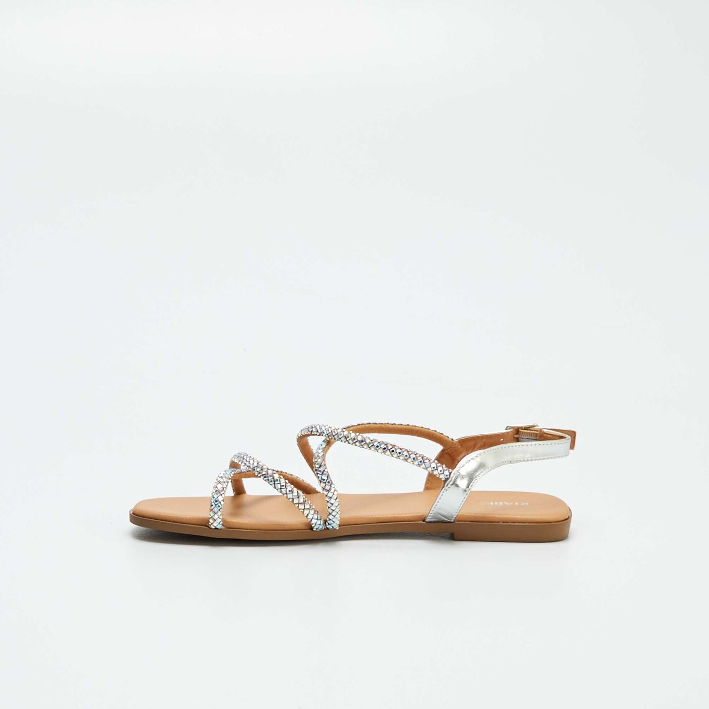 Sandals with diamanté crossover straps GREY