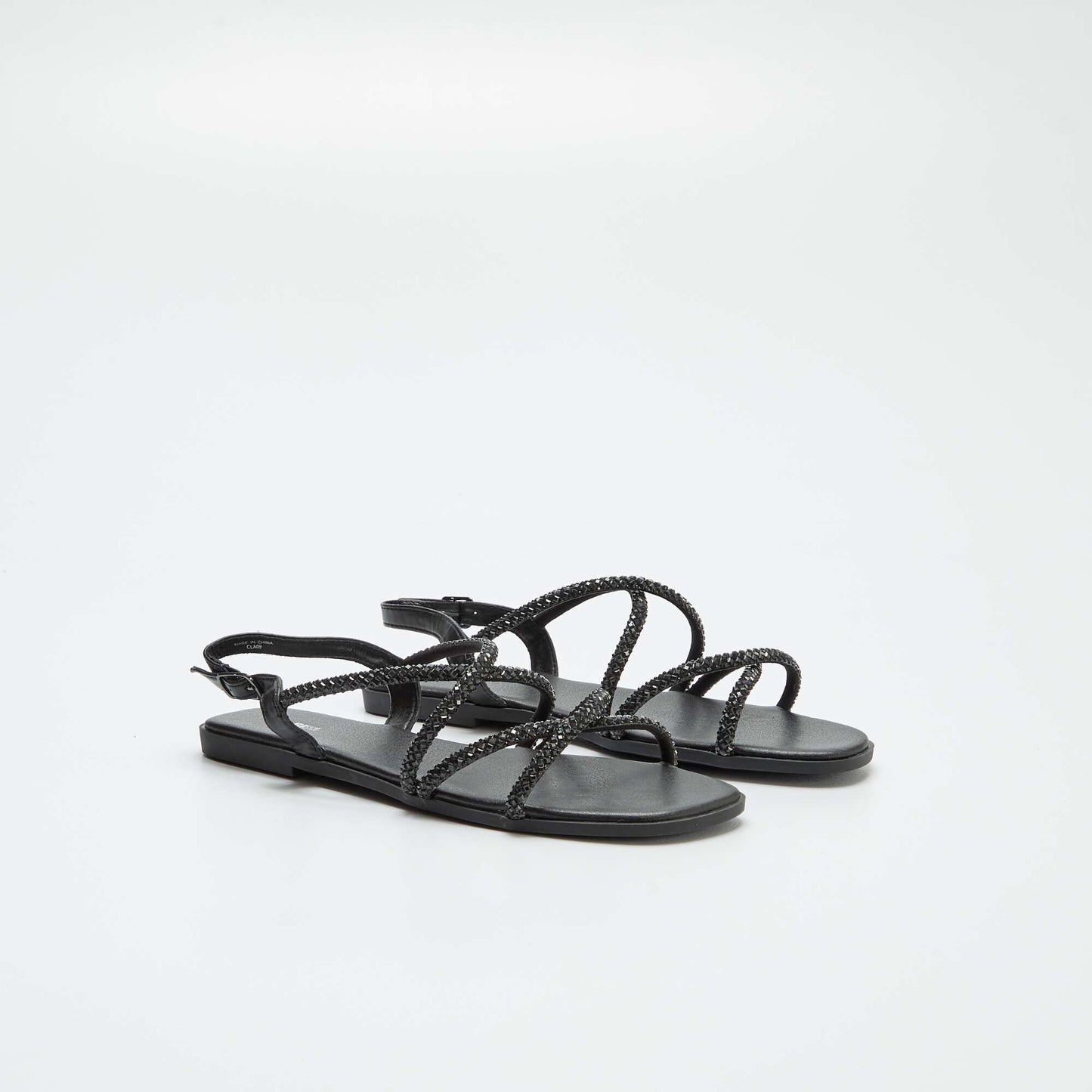 Sandals with diamanté crossover straps BLACK