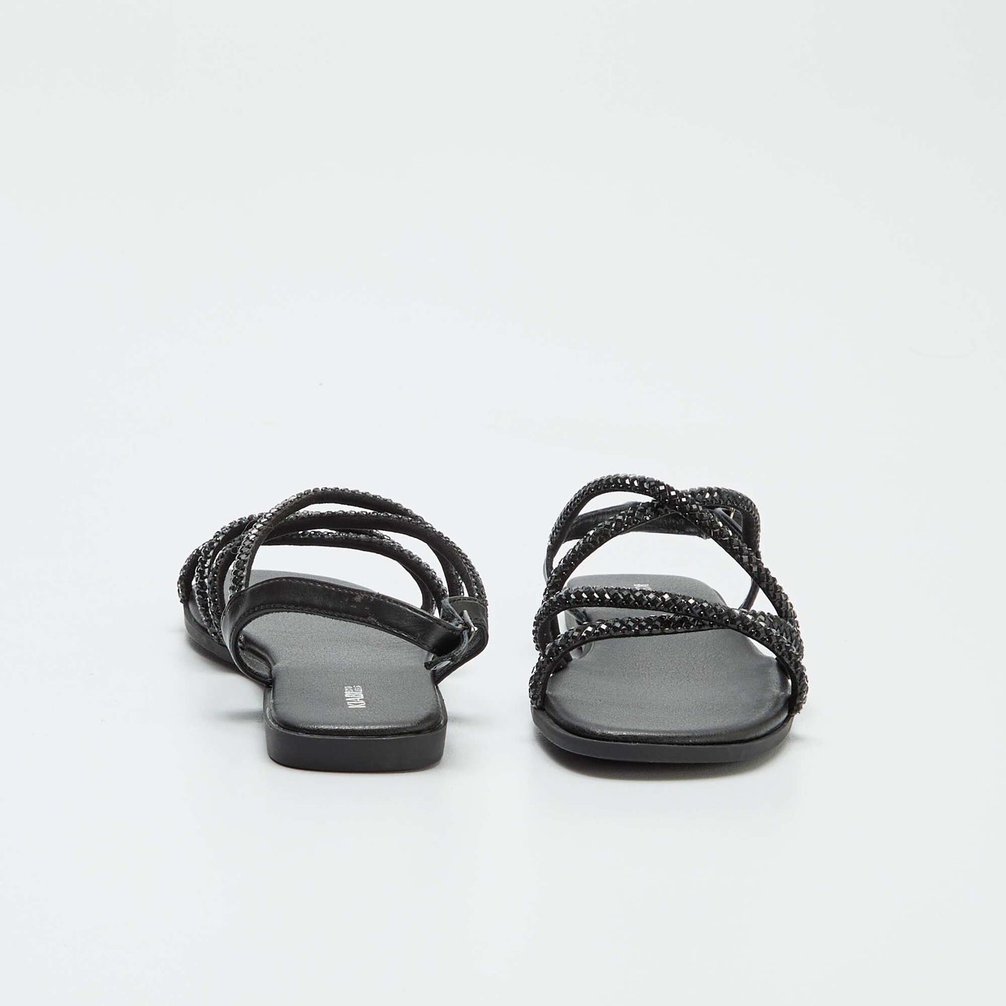 Sandals with diamanté crossover straps BLACK