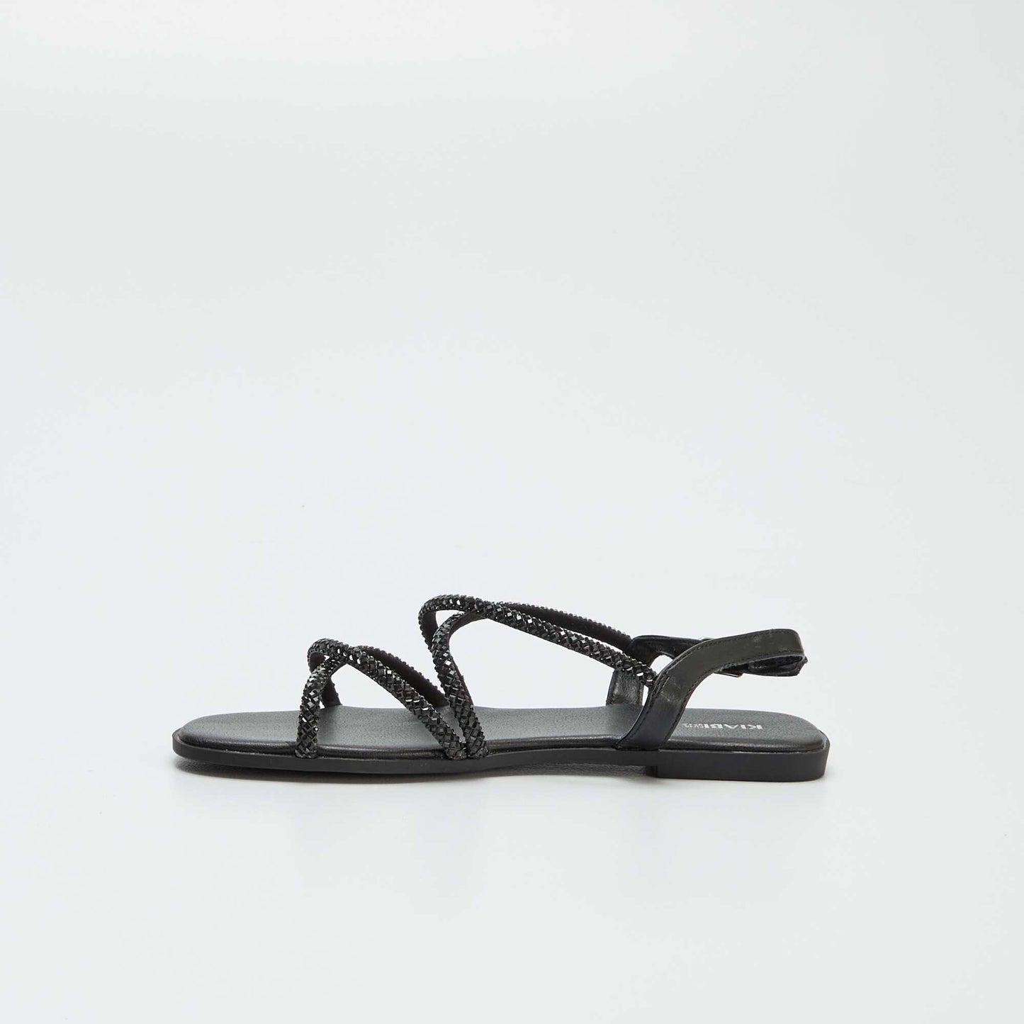 Sandals with diamanté crossover straps BLACK