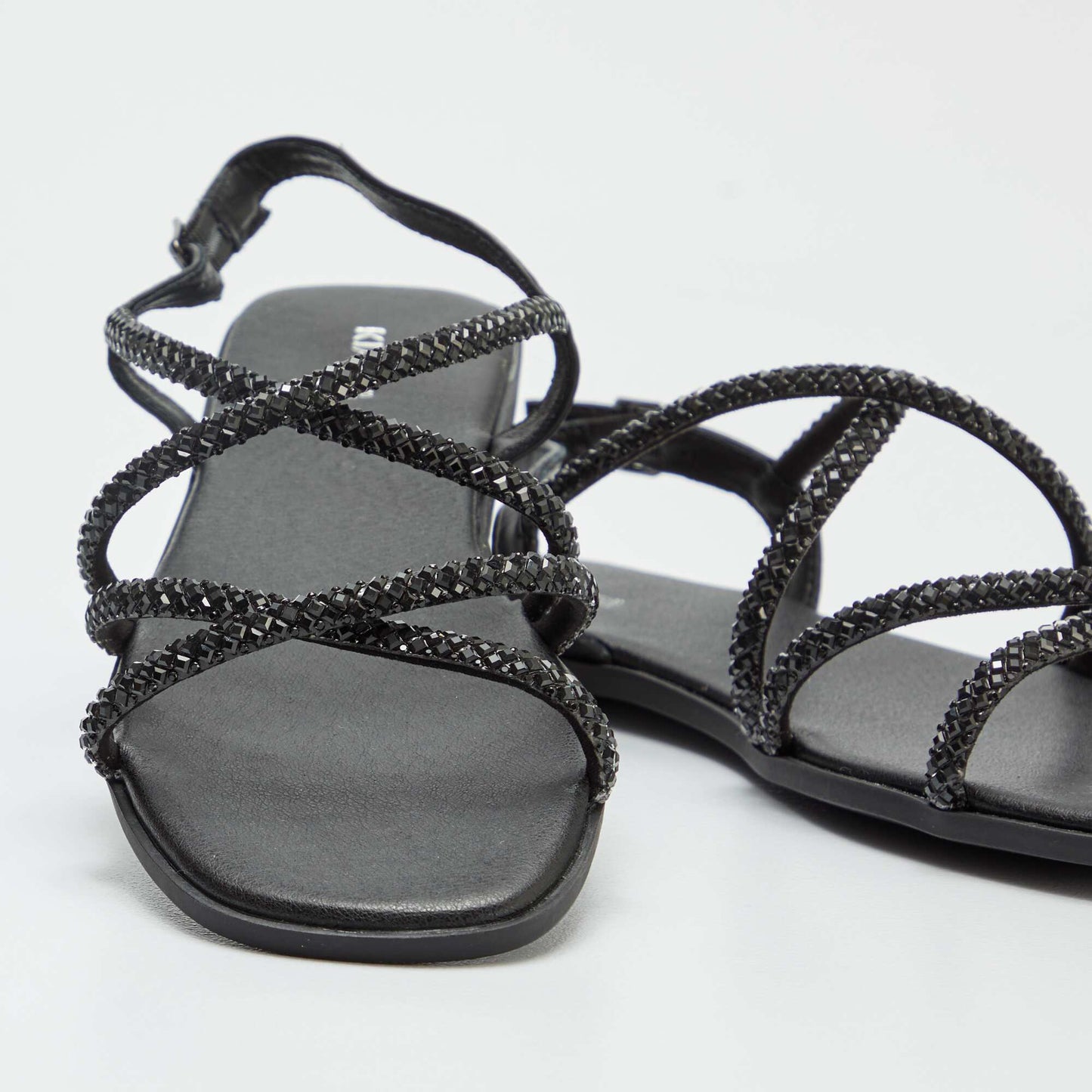 Sandals with diamanté crossover straps BLACK