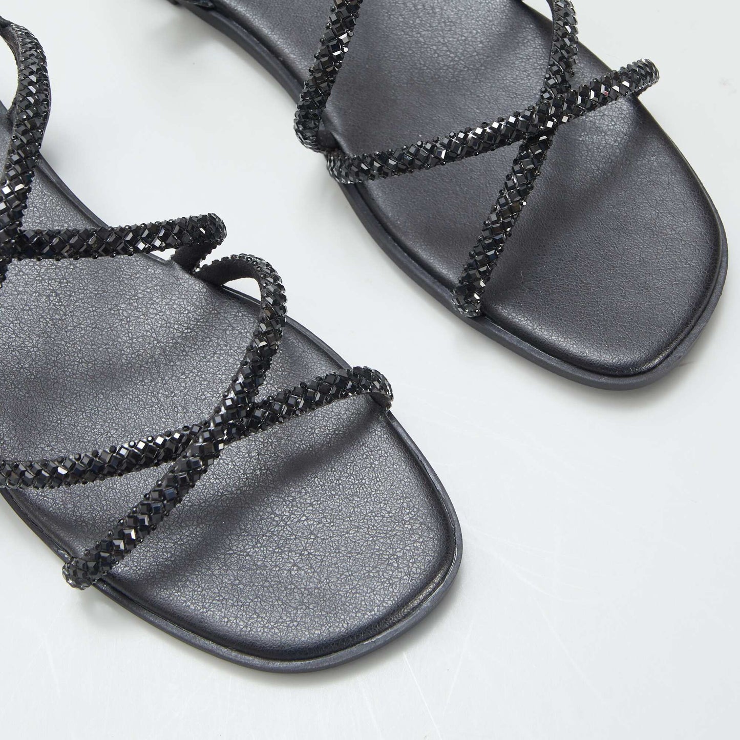 Sandals with diamanté crossover straps BLACK