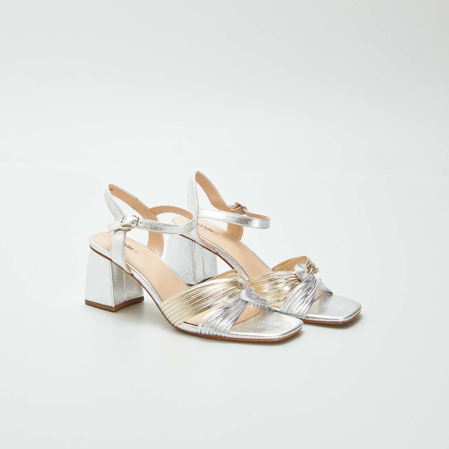 Faux leather heeled sandals GREY