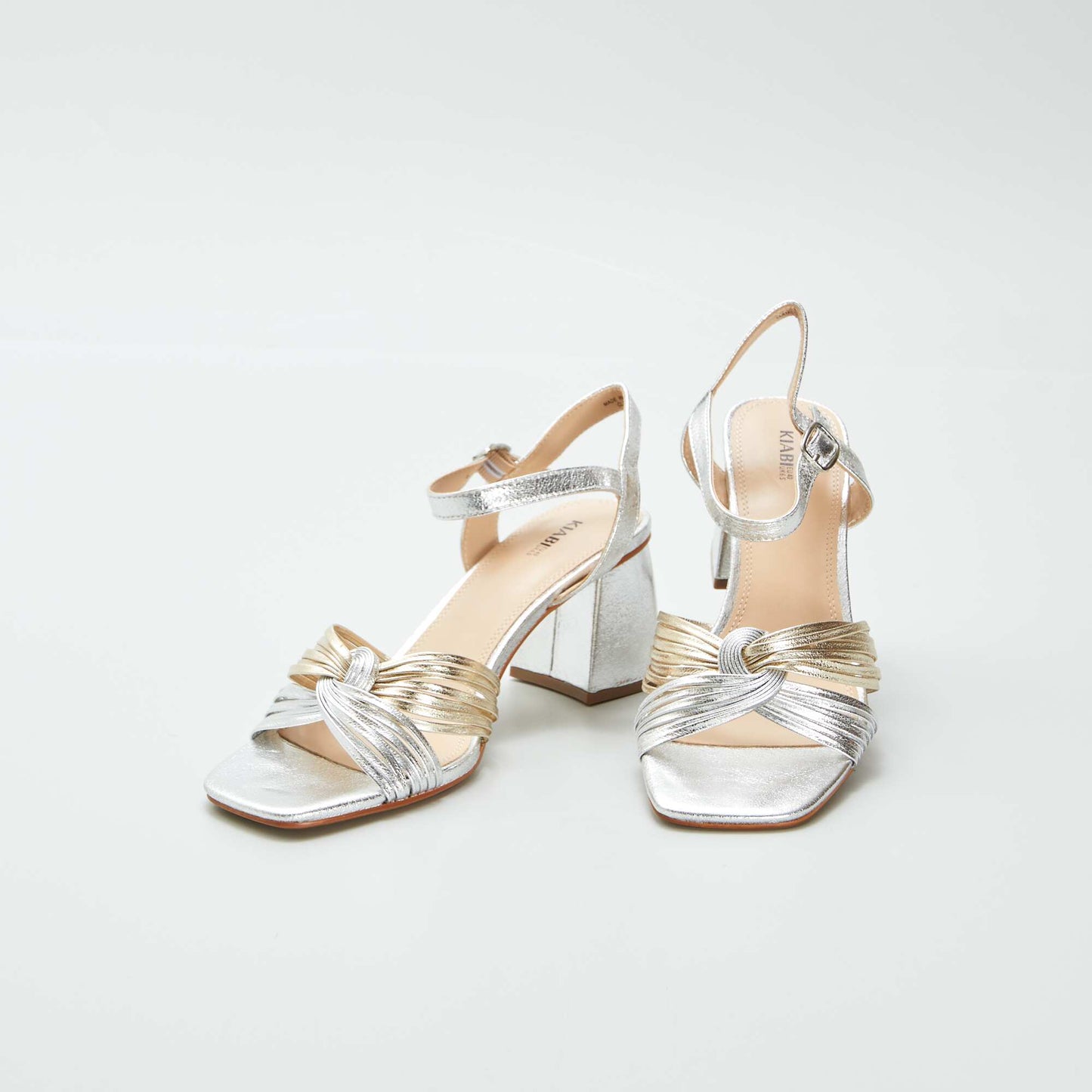 Faux leather heeled sandals GREY