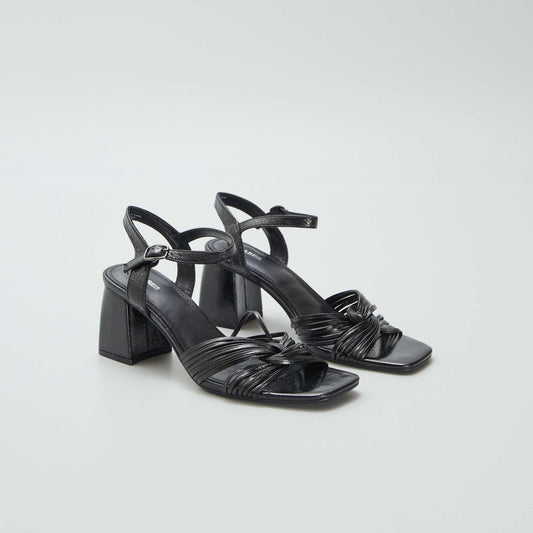 Faux leather heeled sandals BLACK