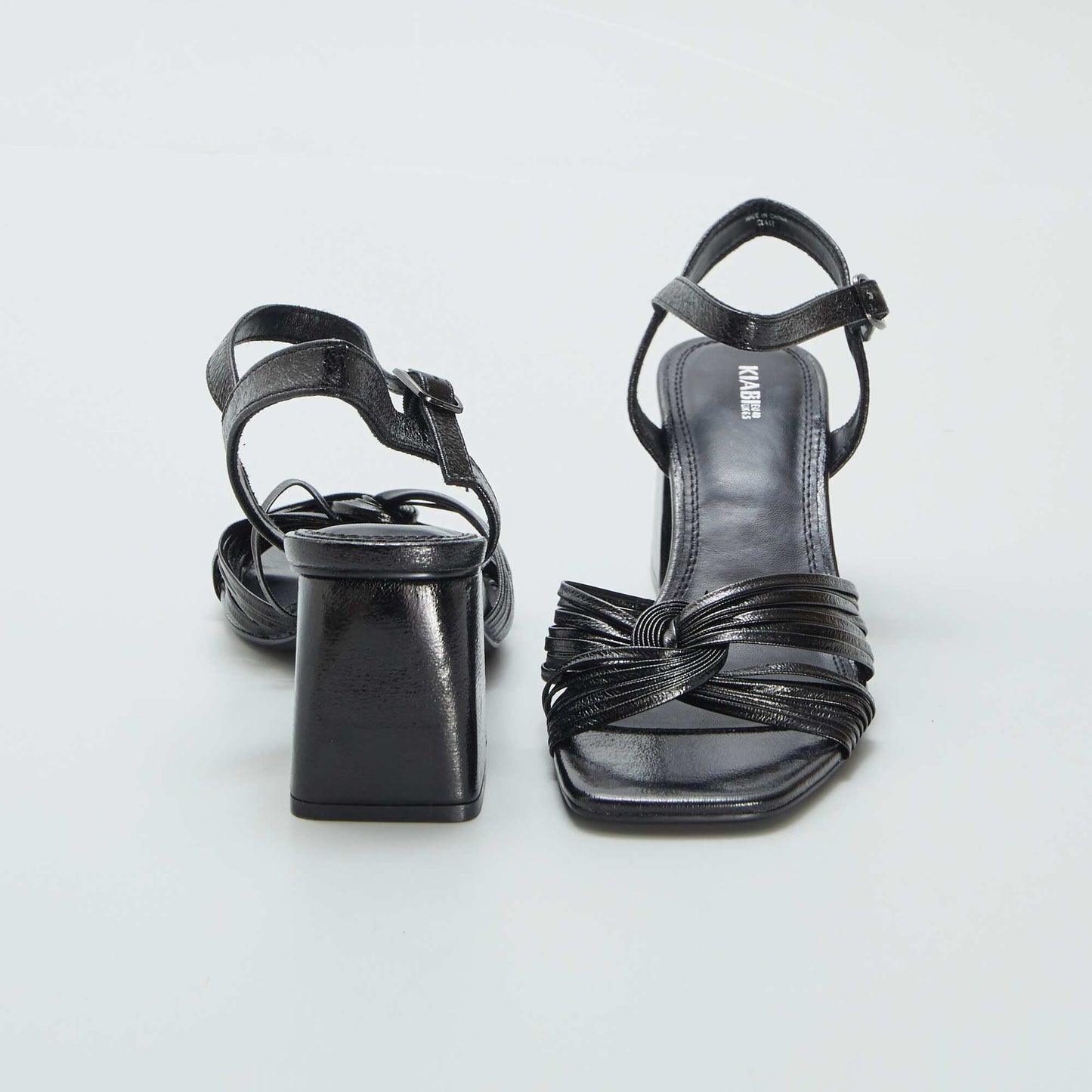 Faux leather heeled sandals BLACK