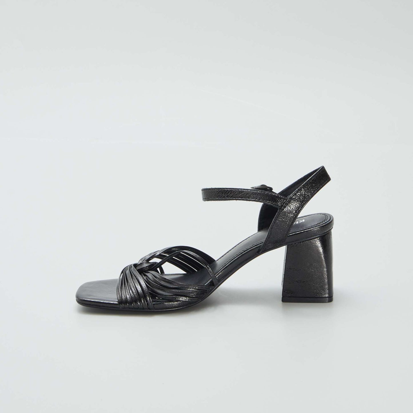 Faux leather heeled sandals BLACK