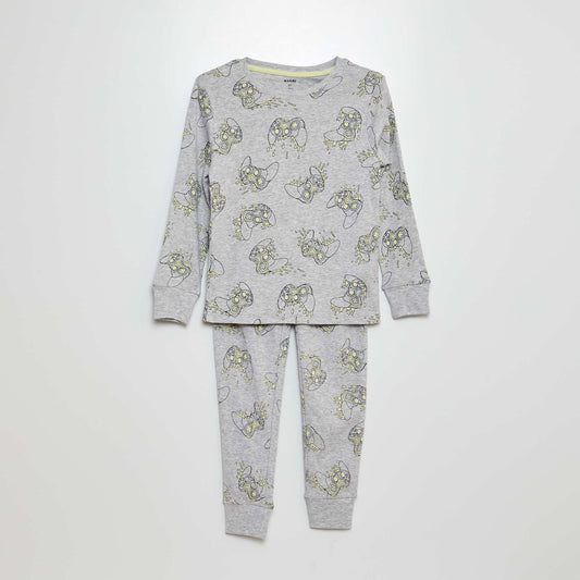 Long pyjamas with a T-shirt and trousers - 2-piece set GREY