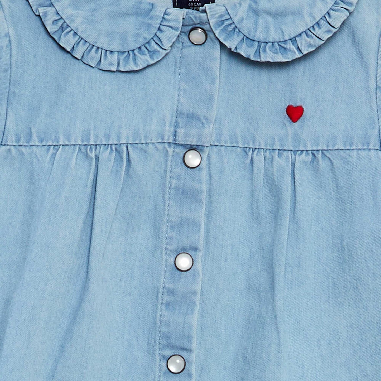 Denim shirt with heart embroidery BLUE