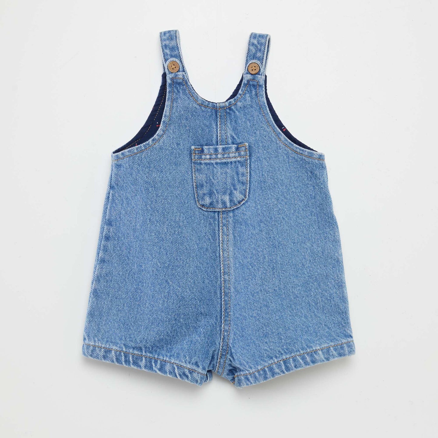 Dungaree shorts with breast pocket BLUE