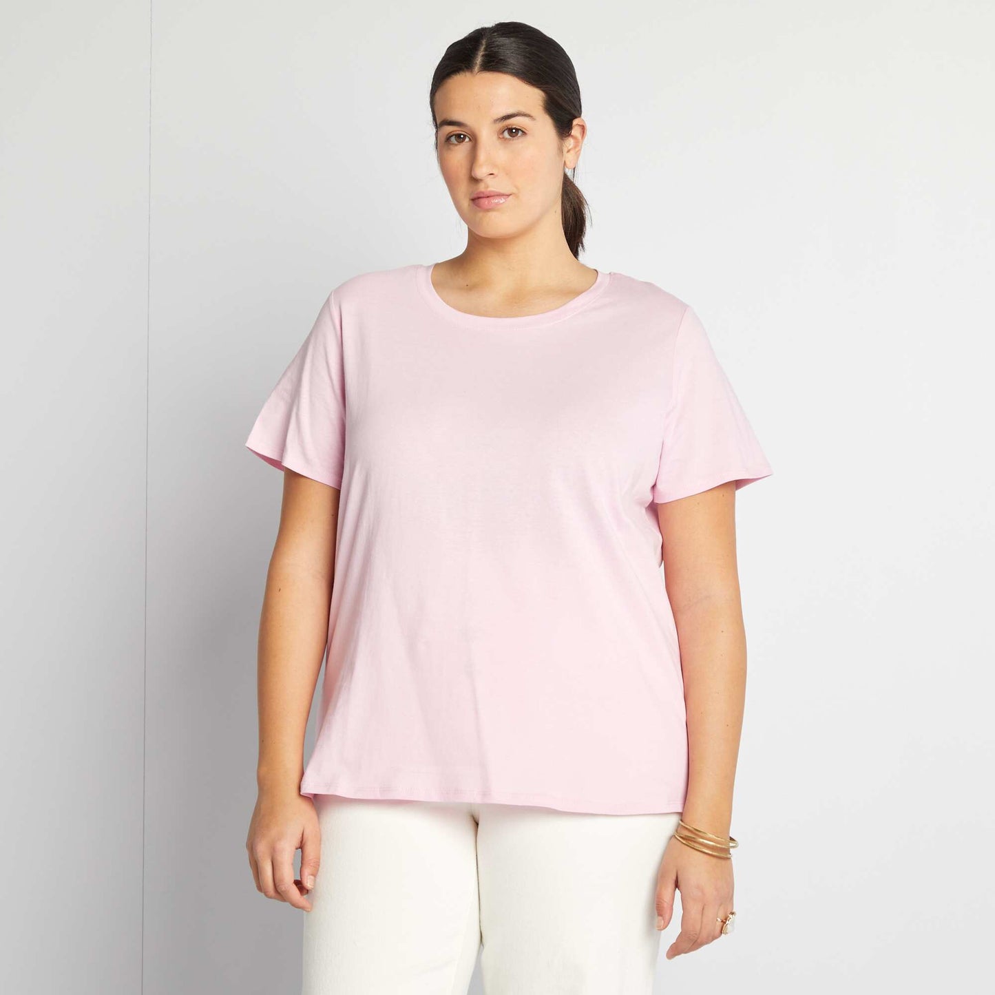 Short-sleeved jersey knit T-shirt PINK