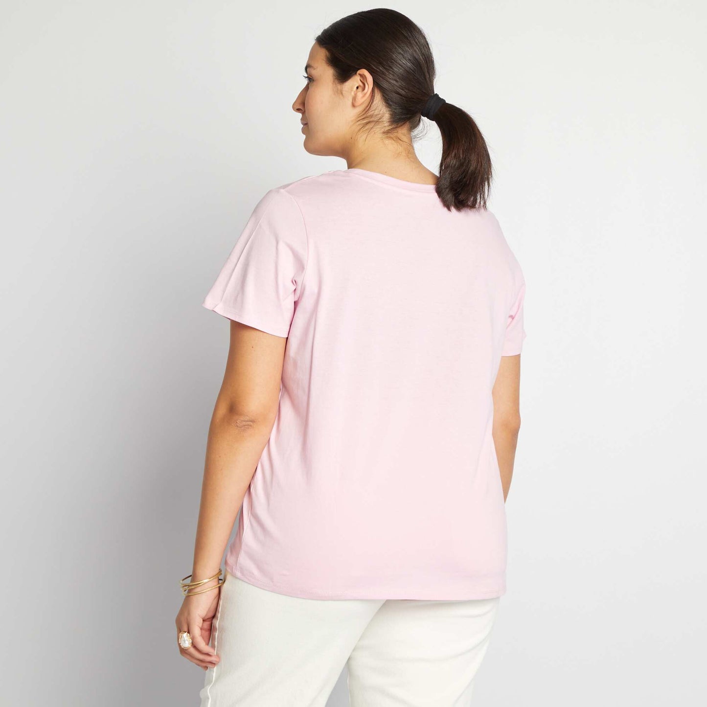 Short-sleeved jersey knit T-shirt PINK