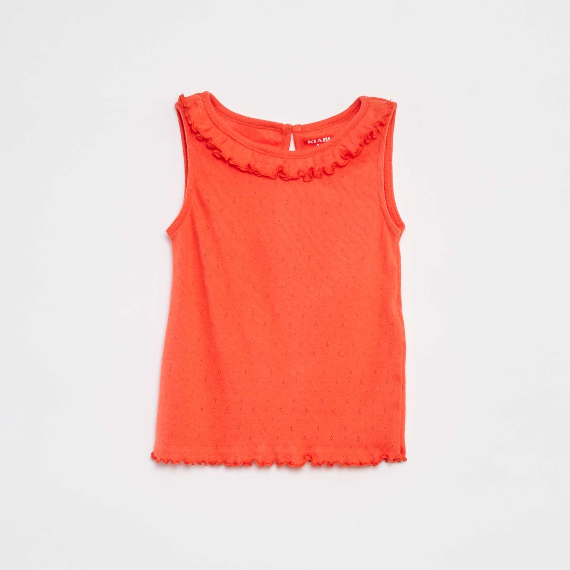 Plain pointelle knit vest top RED