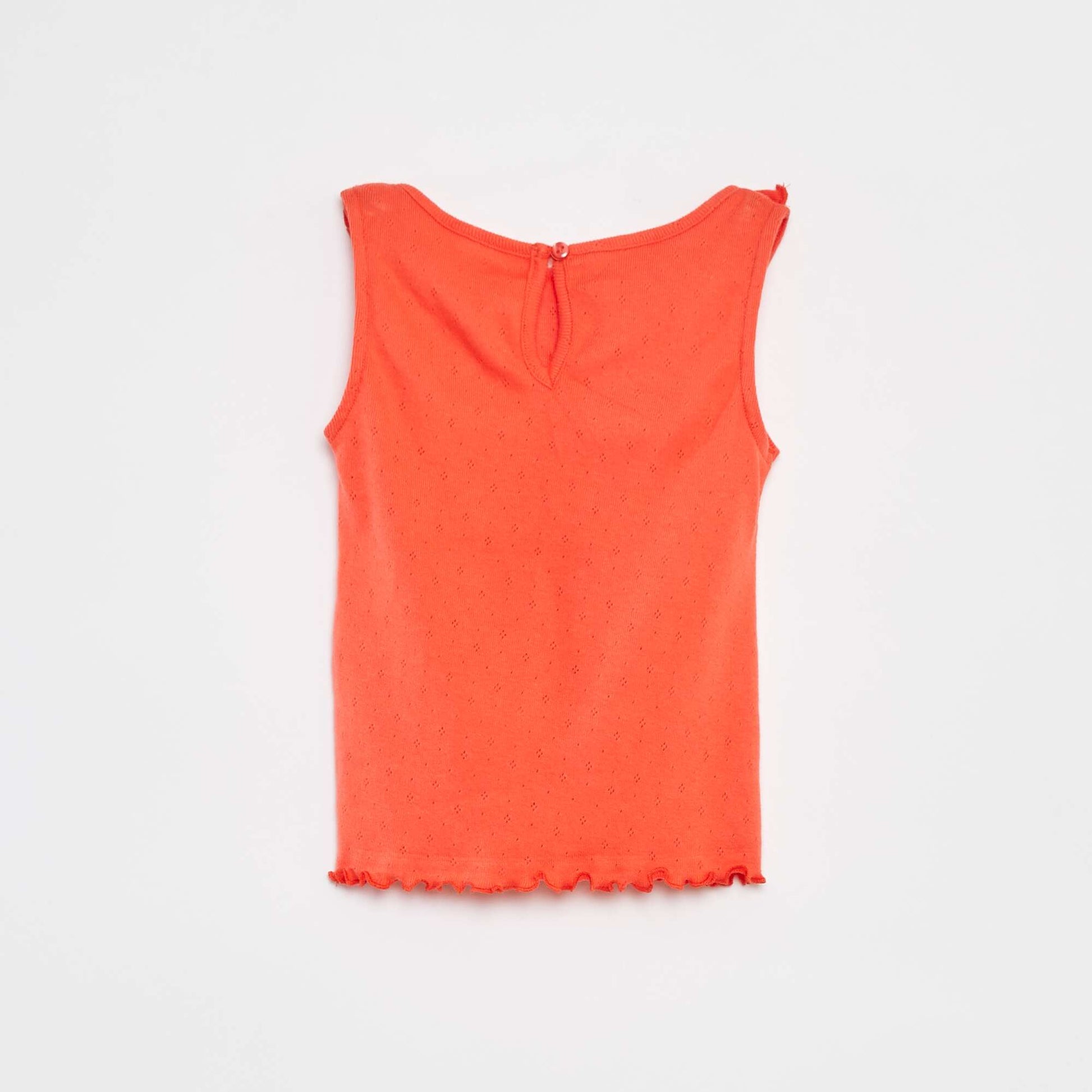 Plain pointelle knit vest top RED
