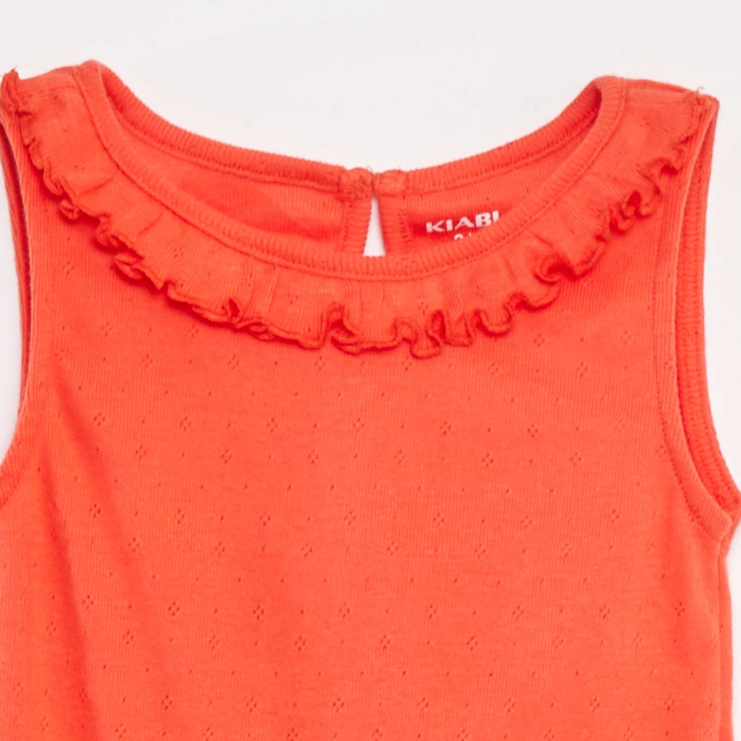 Plain pointelle knit vest top RED
