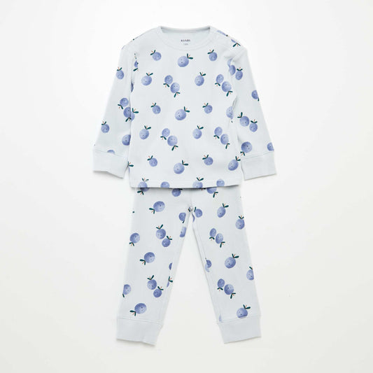 Printed knit pyjamas - 2-piece set BLUE