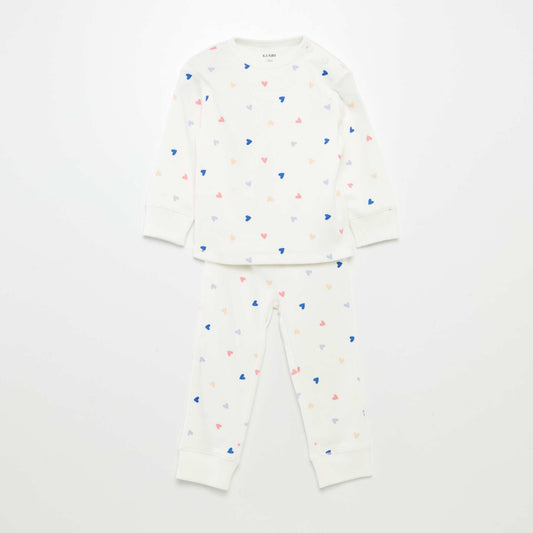 Printed knit pyjamas - 2-piece set WHITE