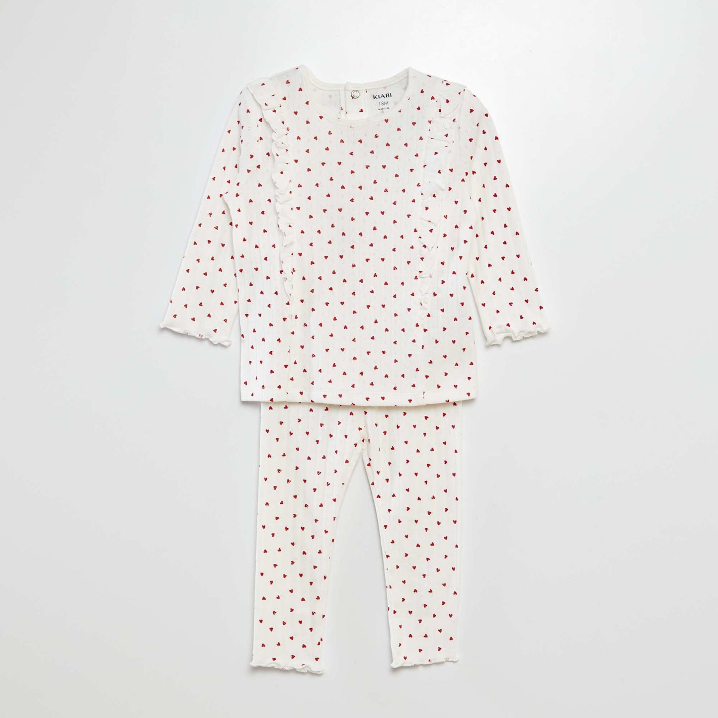 Heart pattern T-shirt + leggings pyjama set - 2-piece set WHITE