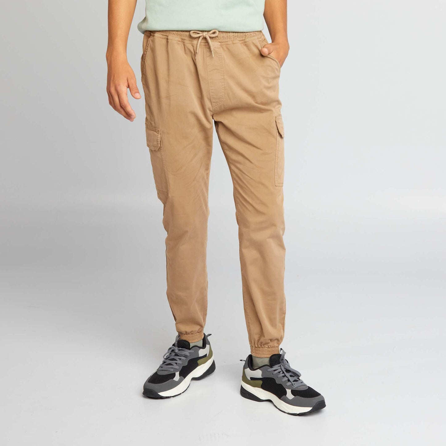 Multi-pocket stretch cotton trousers BEIGE