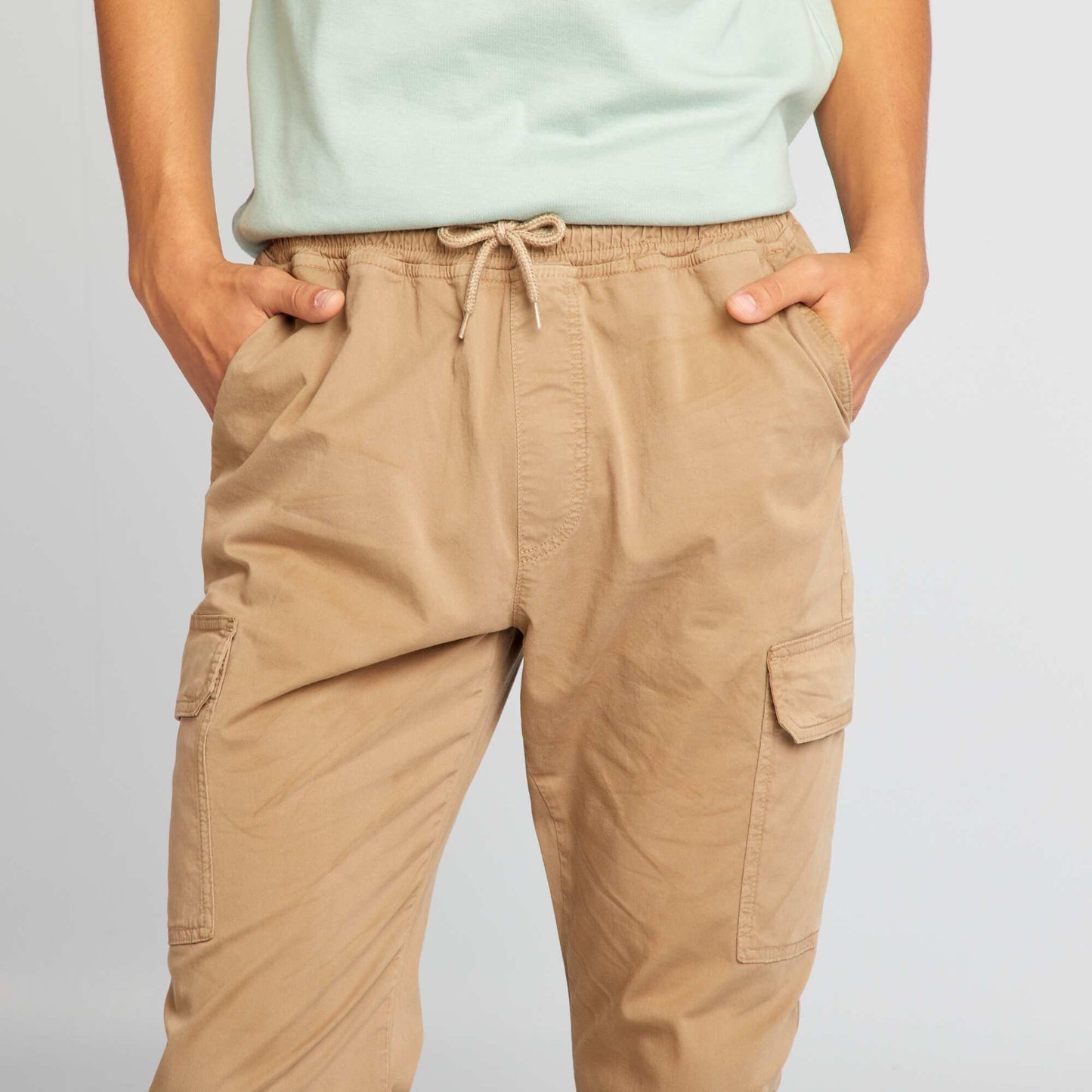 Multi-pocket stretch cotton trousers BEIGE