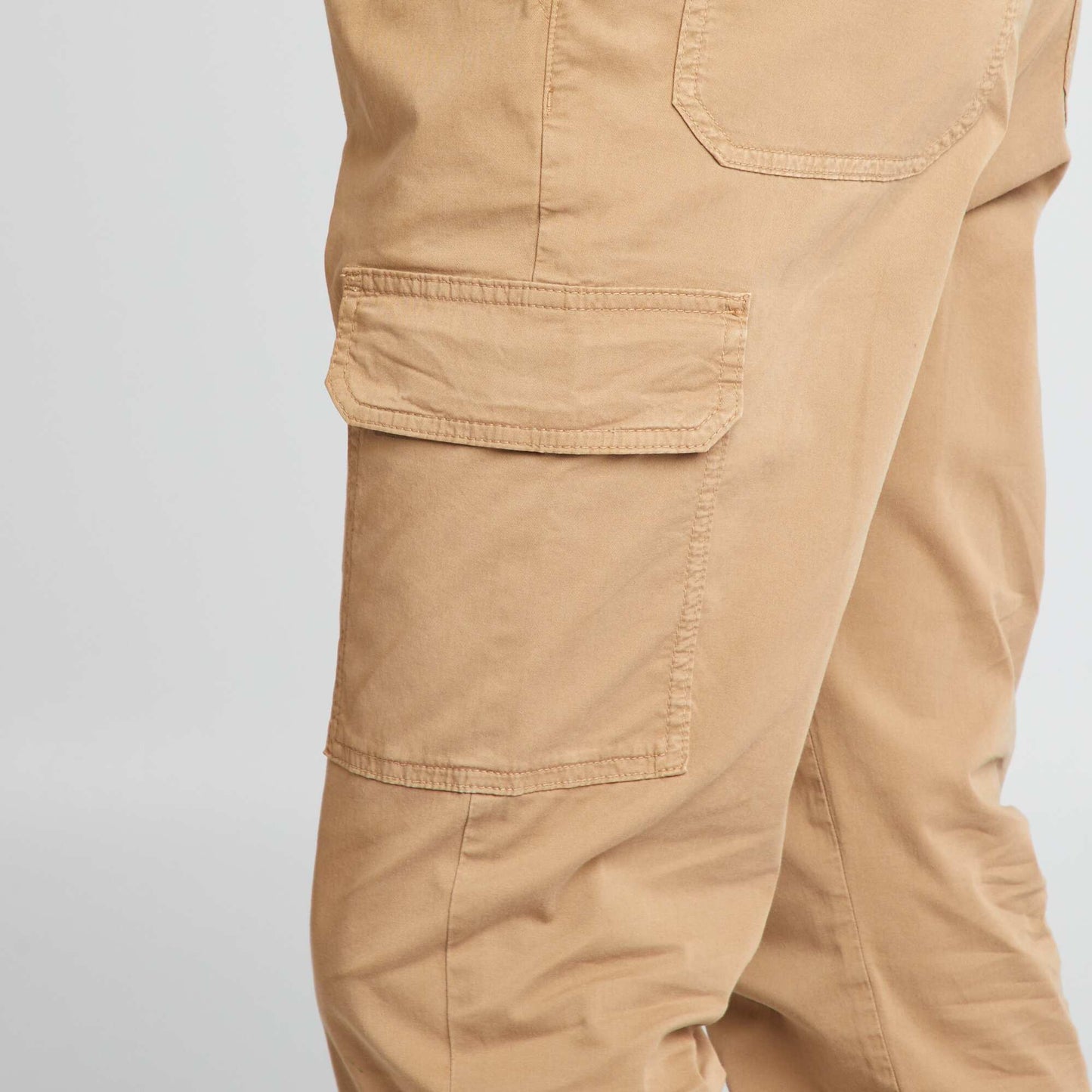 Multi-pocket stretch cotton trousers BEIGE