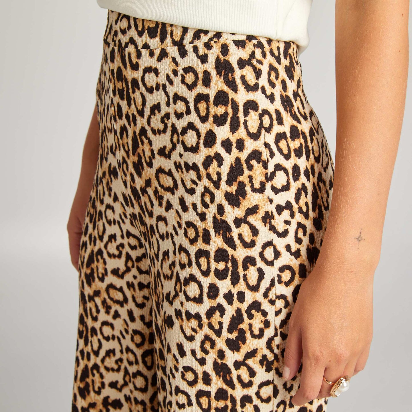 Wide-leg leopard trousers BEIGE