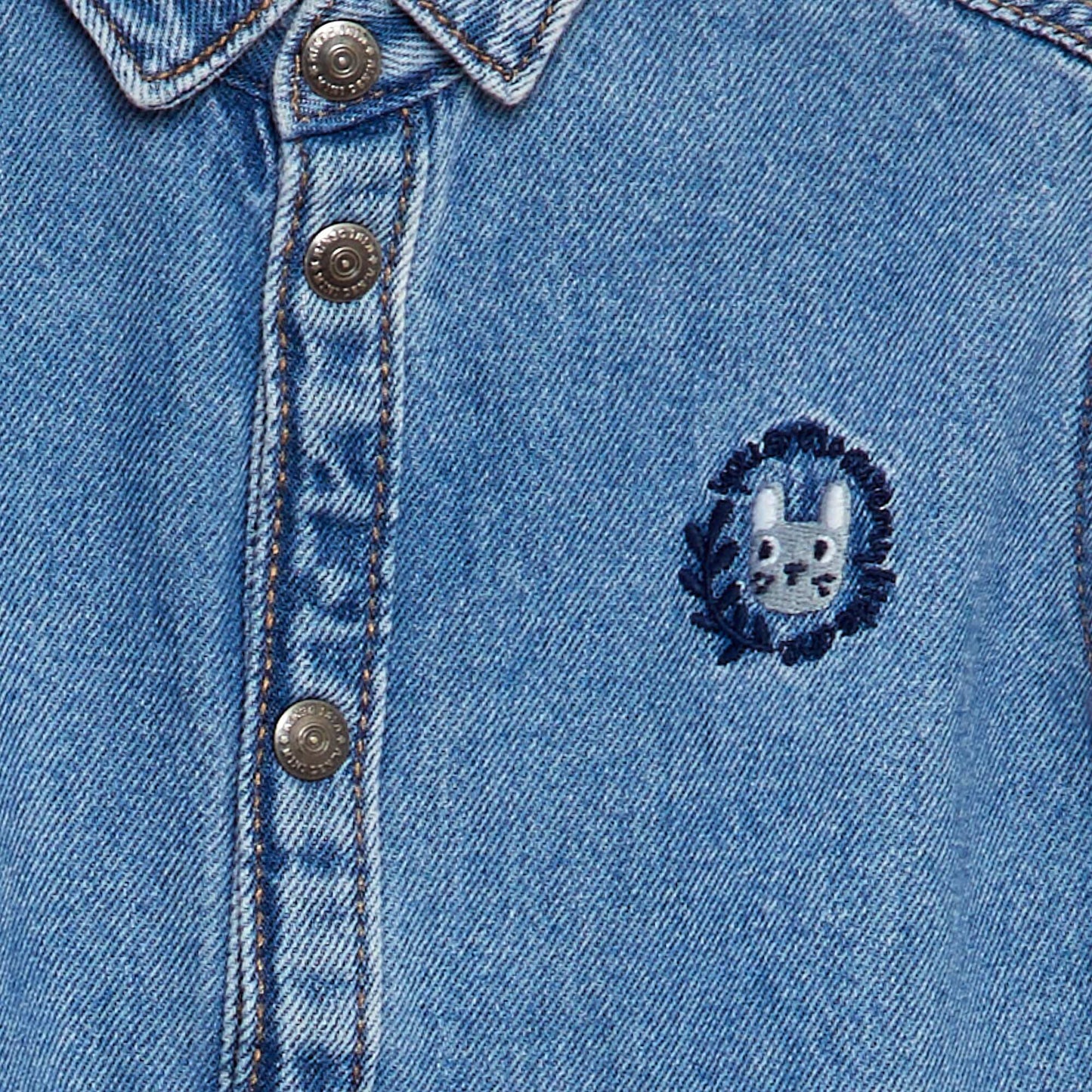 Denim shirt with rabbit embroidery BLUE