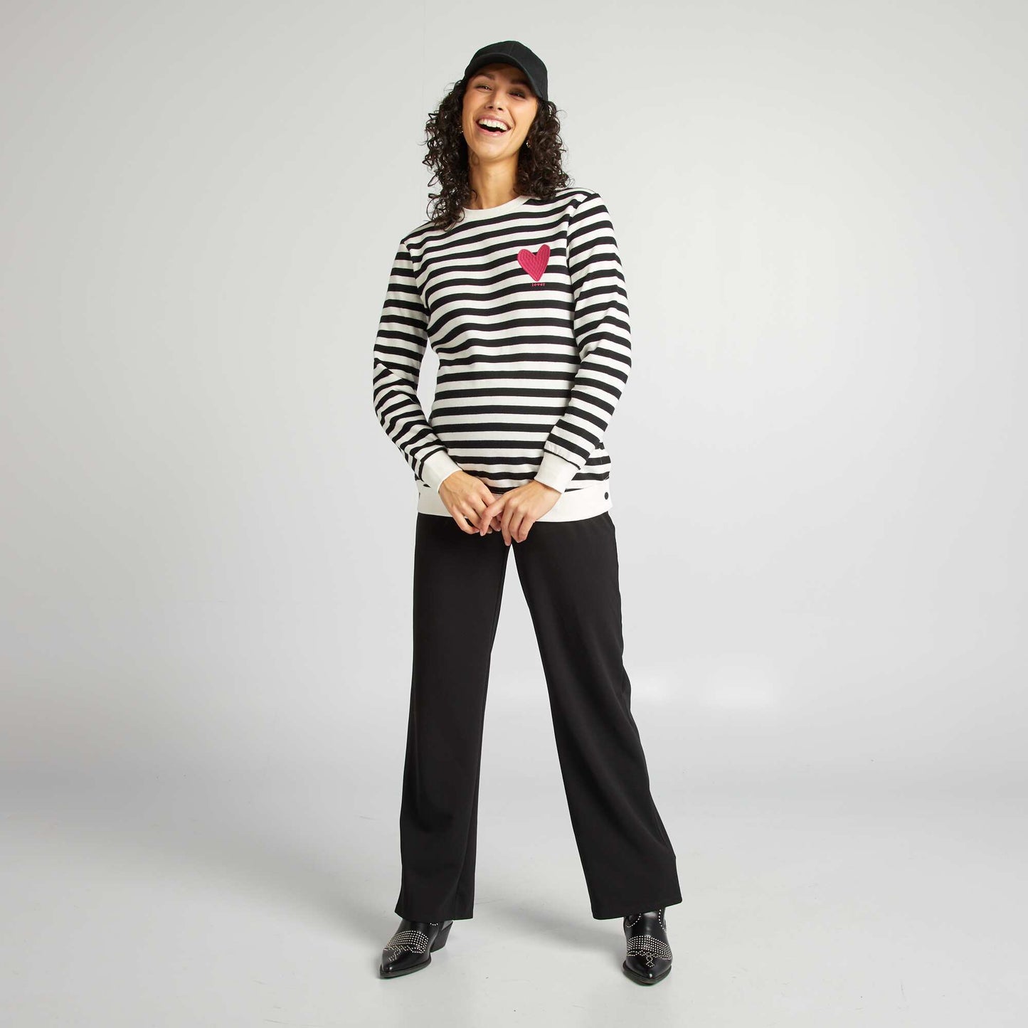 Boot-cut maternity trousers black