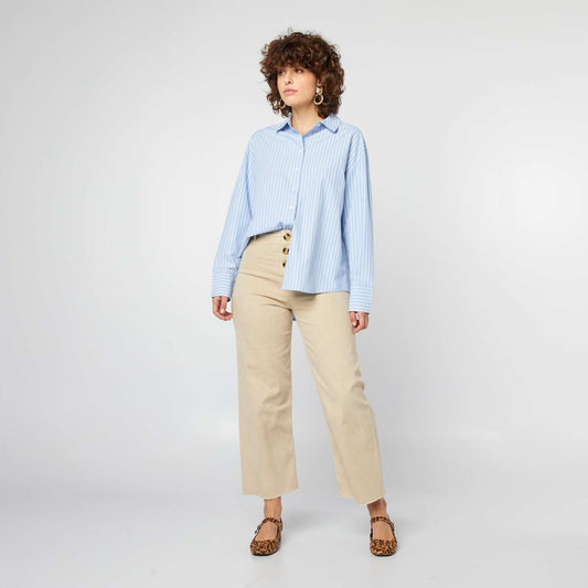 Wide-leg jeans with stylish button fastening BEIGE