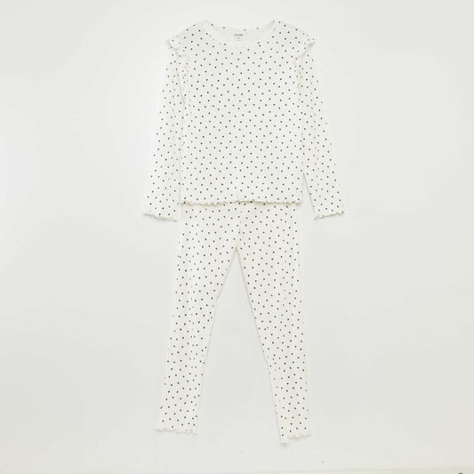 Heart pyjama set - 2-piece set WHITE