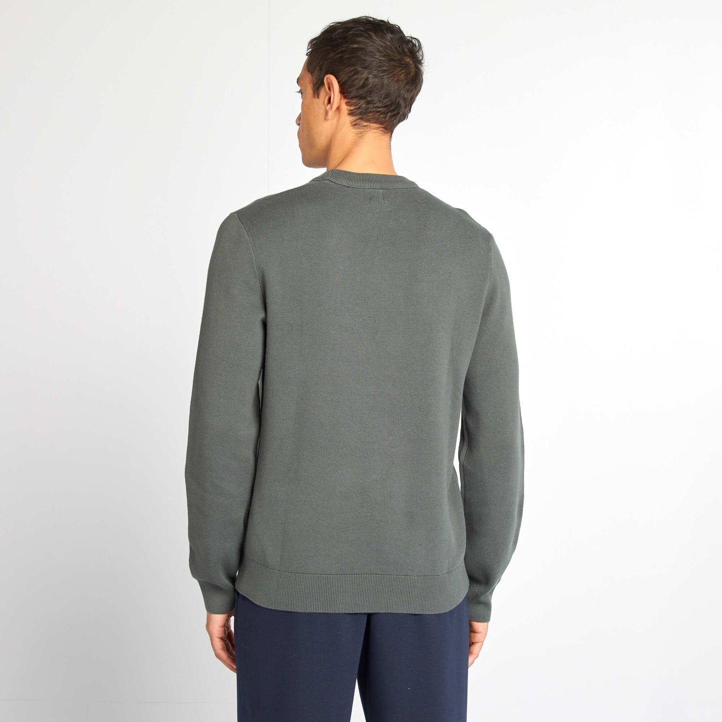 Fine-gauge collared jumper KHAKI