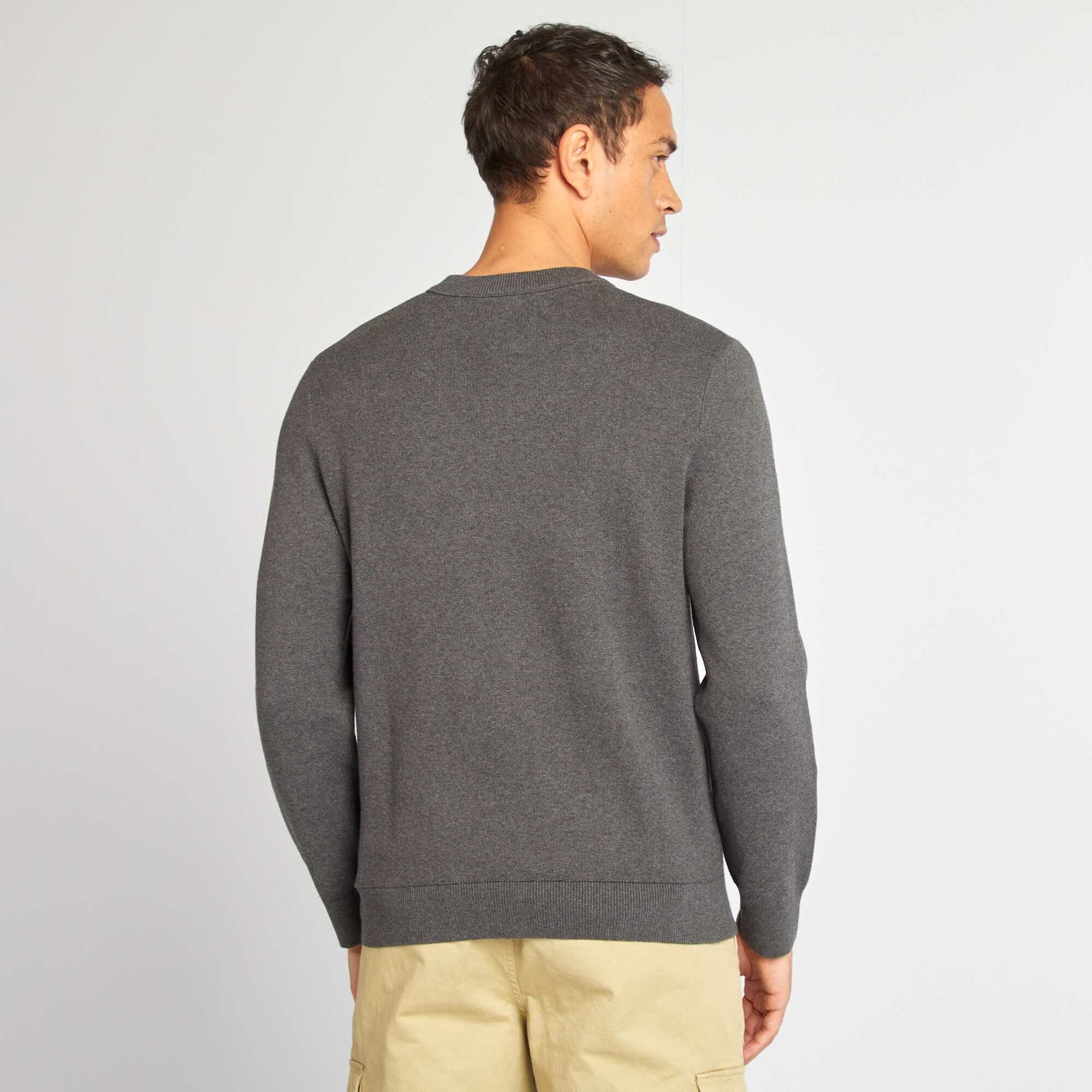 Fine-gauge collared jumper GREY