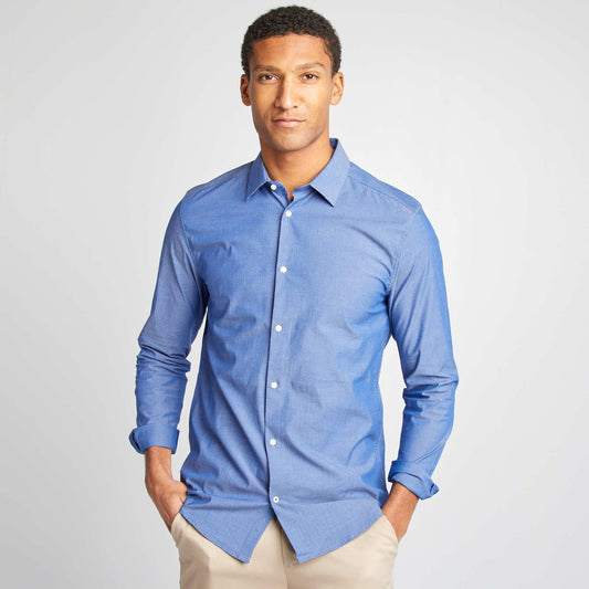 Slim-fit patterned shirt BLUE