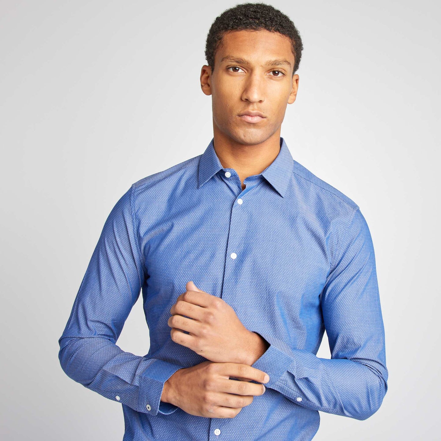 Slim-fit patterned shirt BLUE