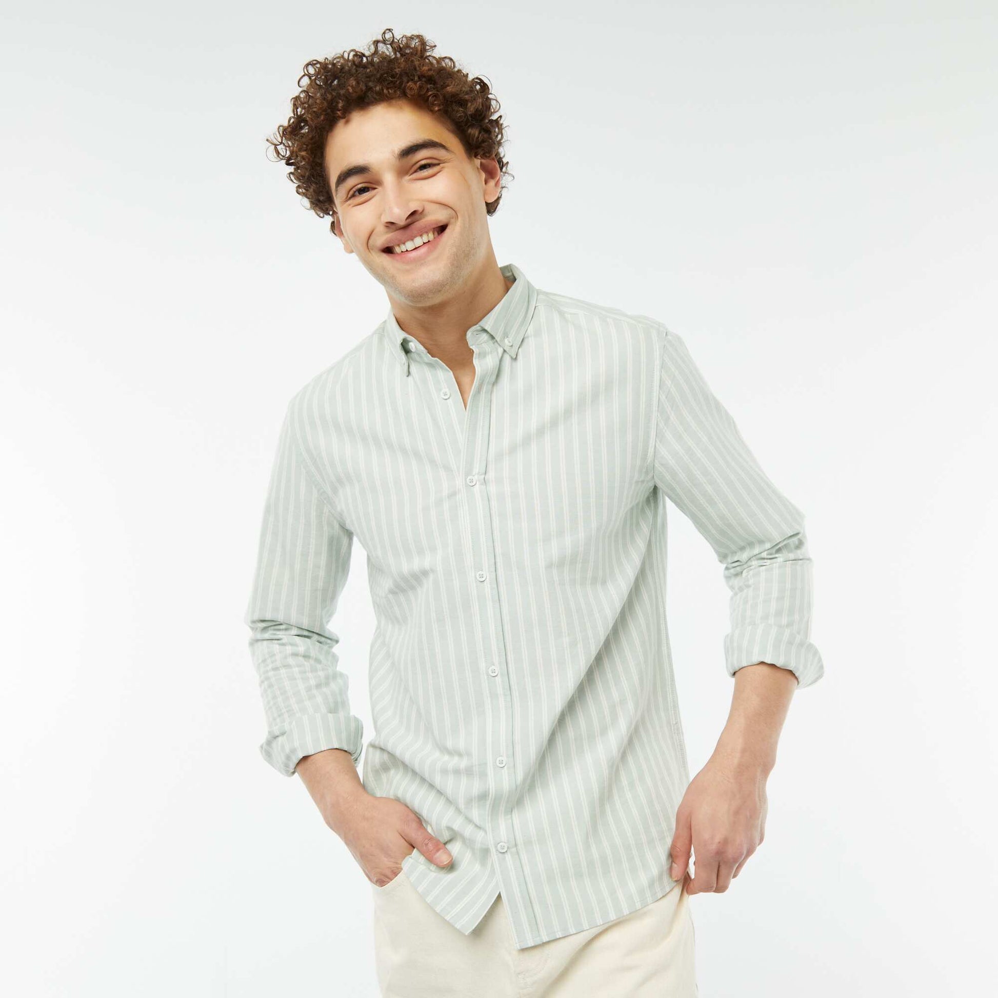 Patterned Oxford shirt GREEN