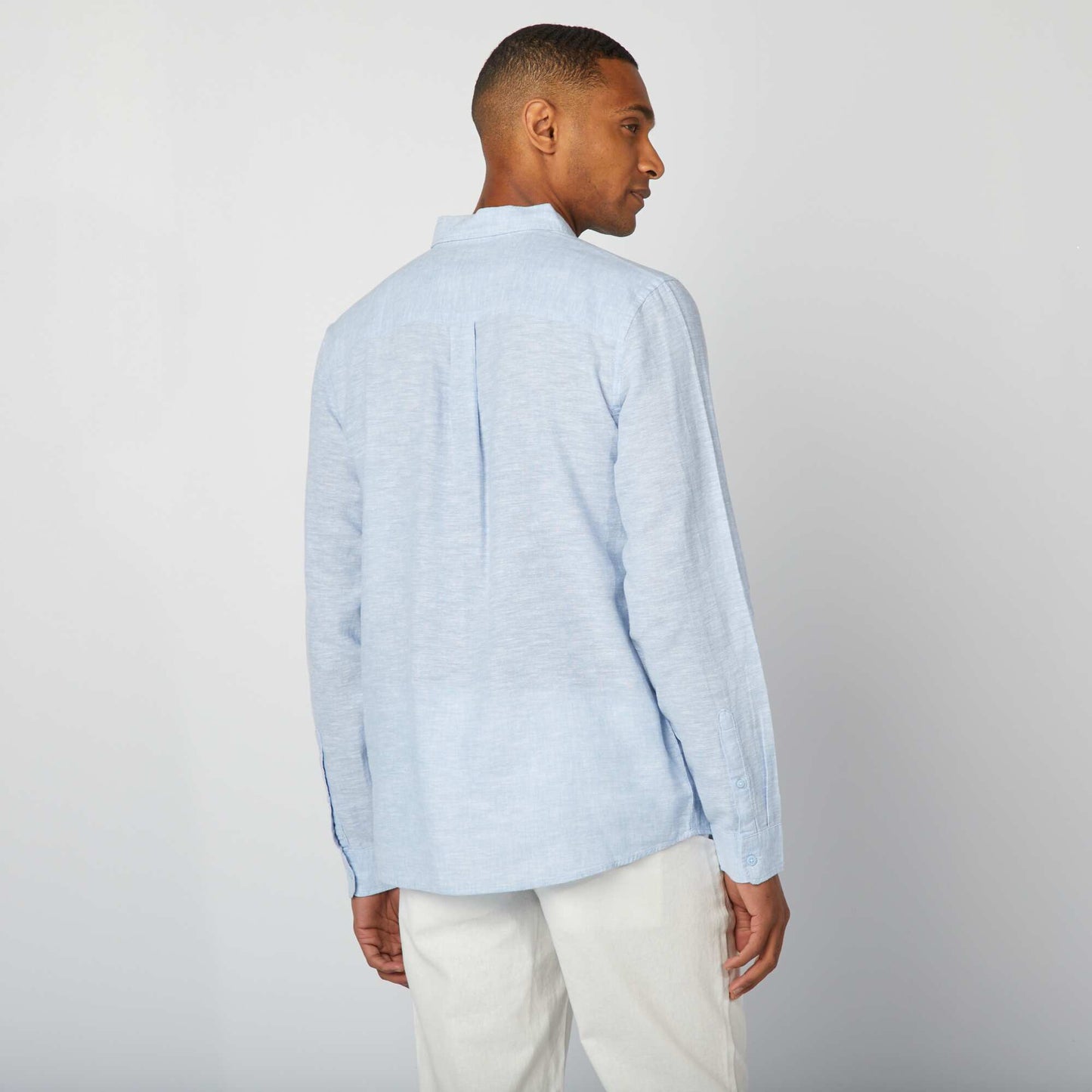 Linen-blend shirt BLUE