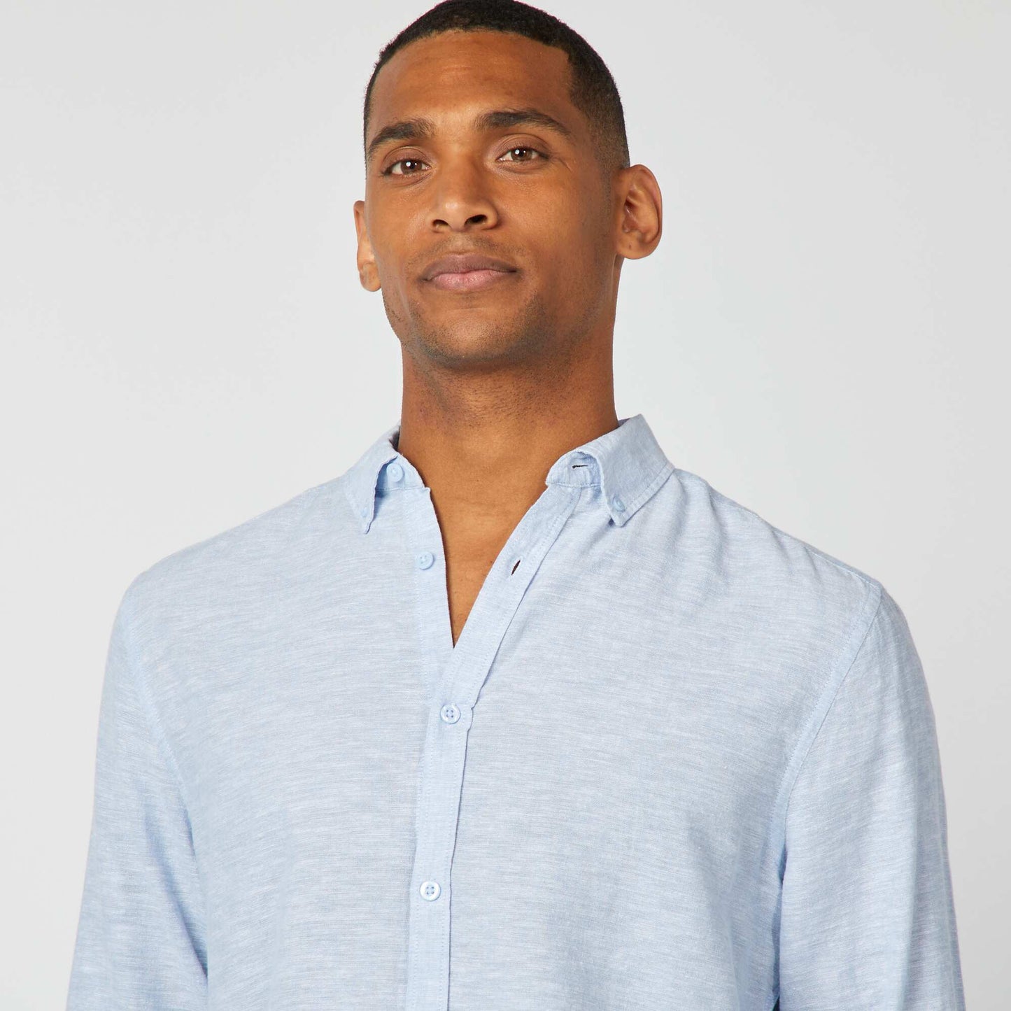 Linen-blend shirt BLUE