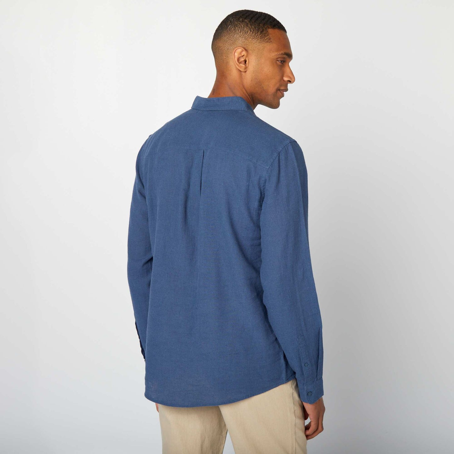 Linen-blend shirt BLUE