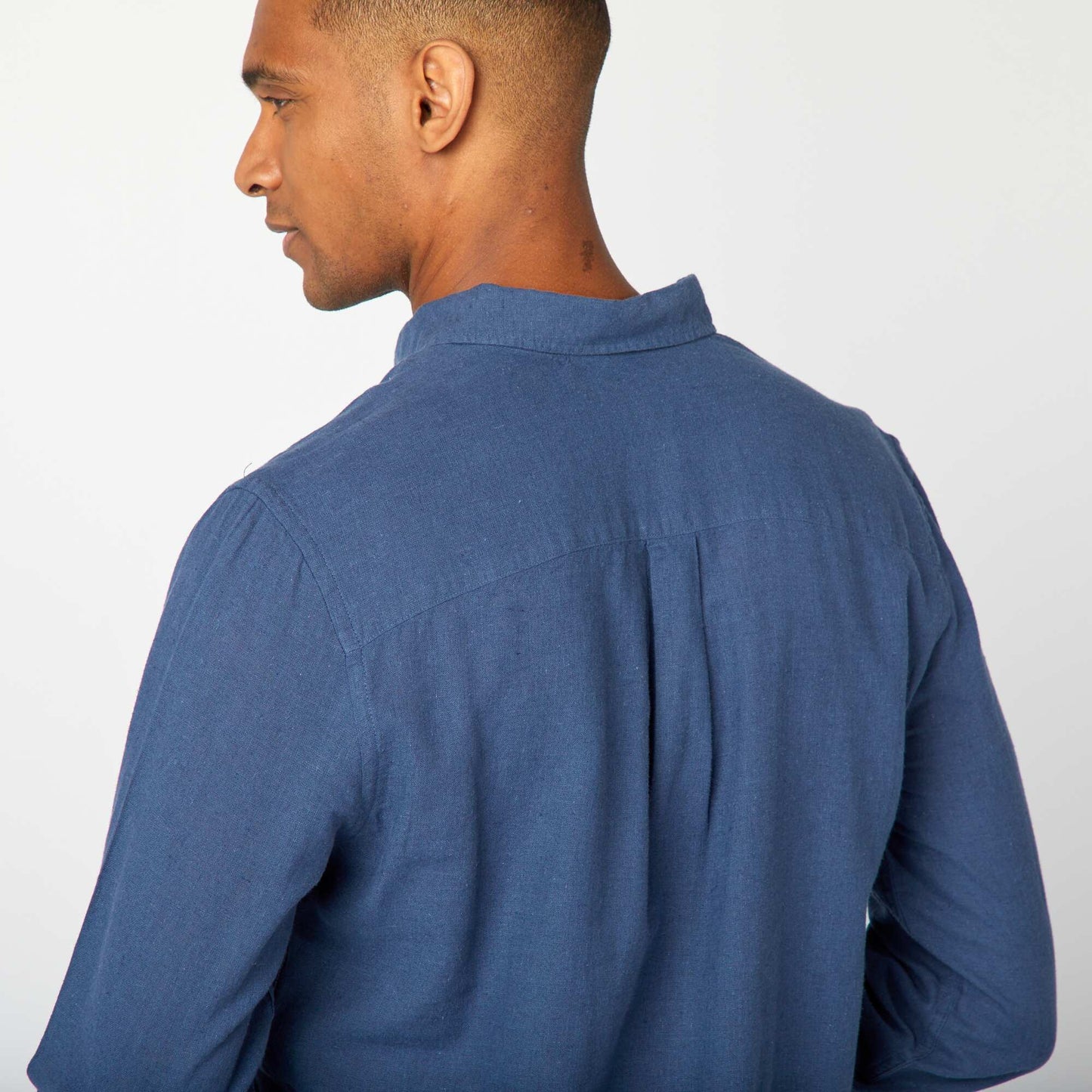 Linen-blend shirt BLUE