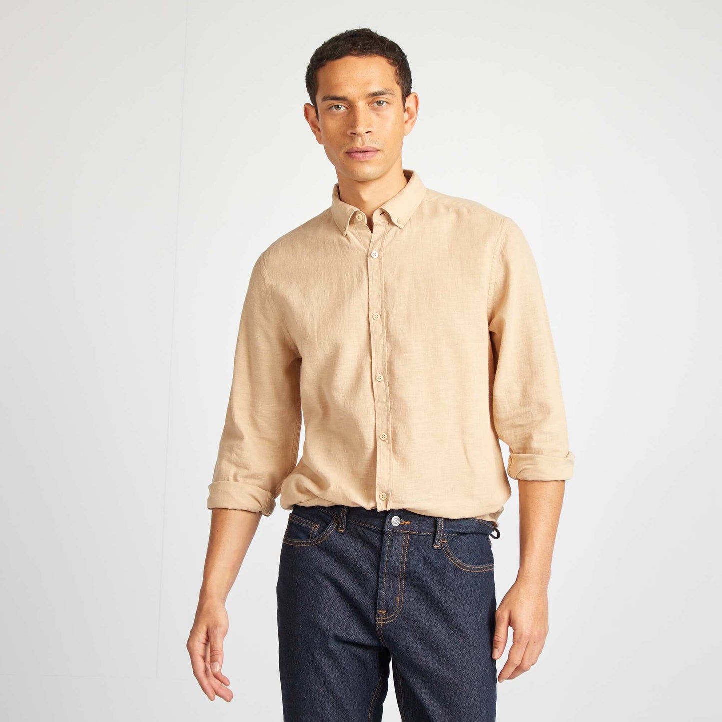 Linen-blend shirt BEIGE