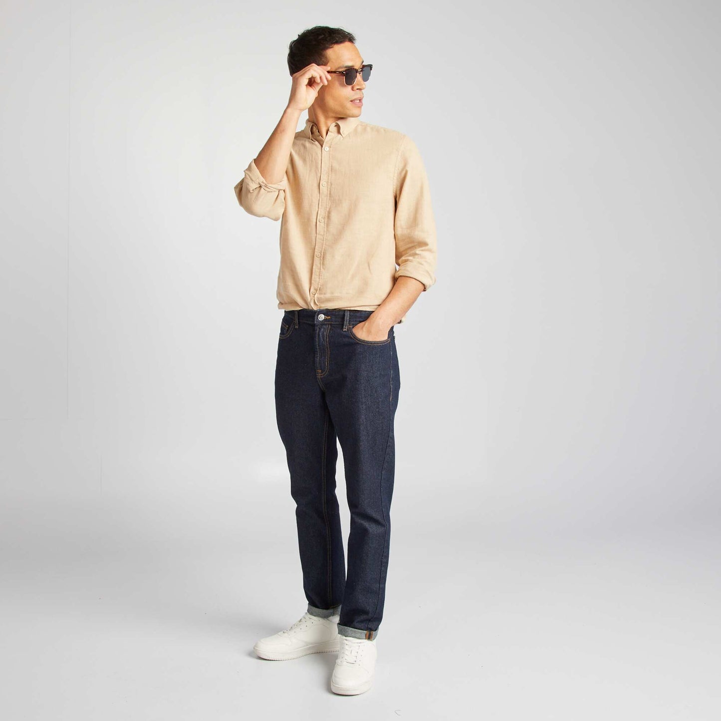 Linen-blend shirt BEIGE