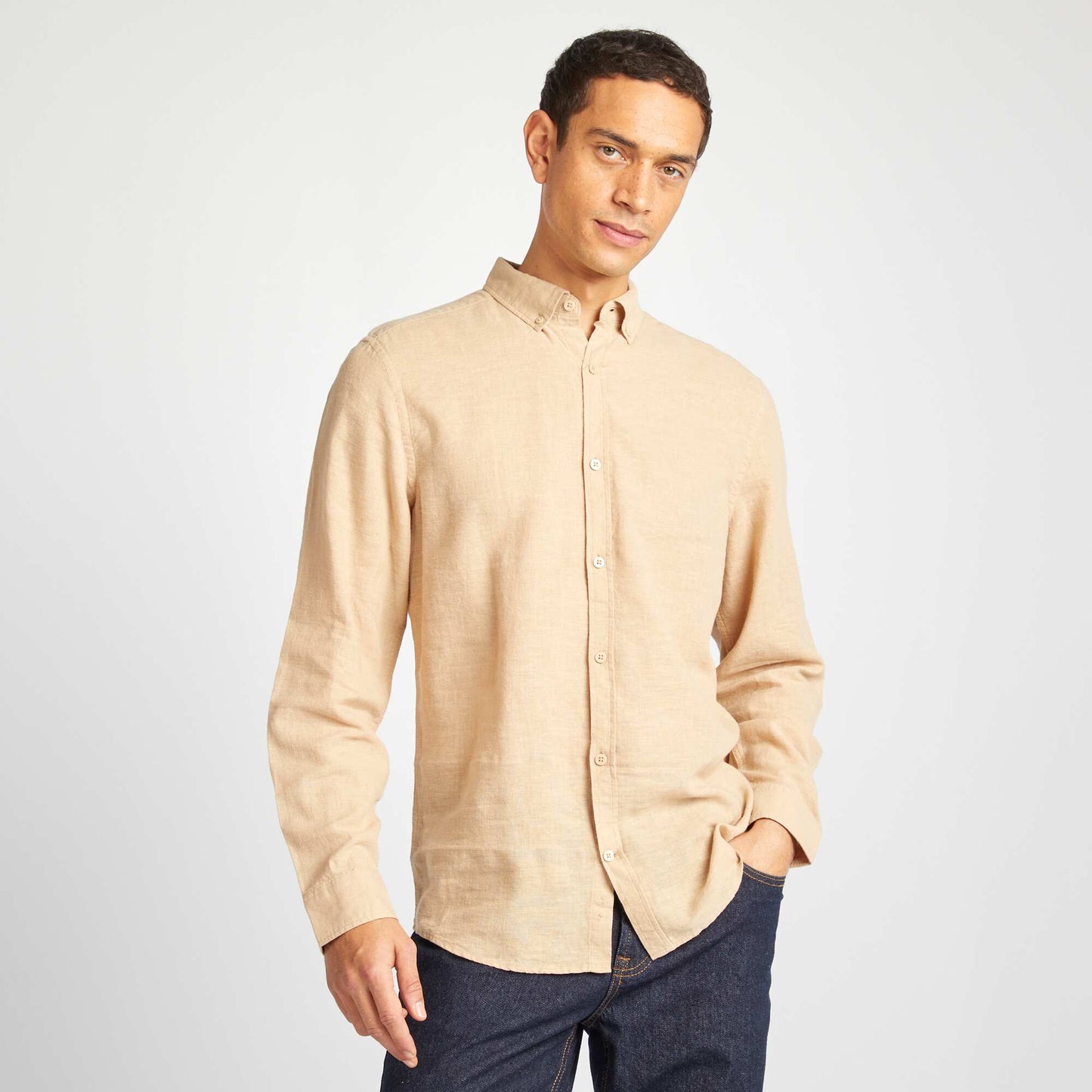 Linen-blend shirt BEIGE