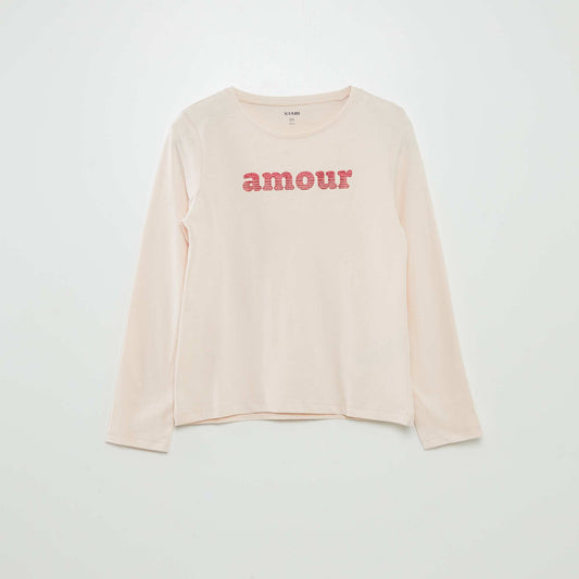 Long-sleeved printed T-shirt PINK